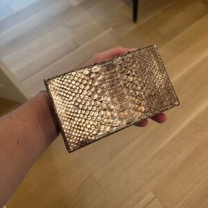 Nancy Gonzalez Gold Python Clutch